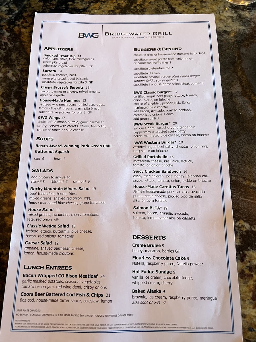 Bridgewater Grill Menu - Image 2